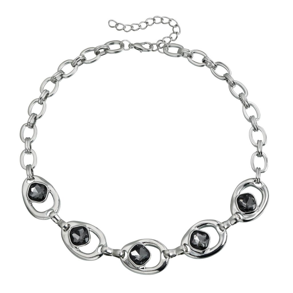 European and American Jewelry, Exaggerated Irregular Black Diamond Y-shaped Necklace, Heavy Metal Party Dress Accessories