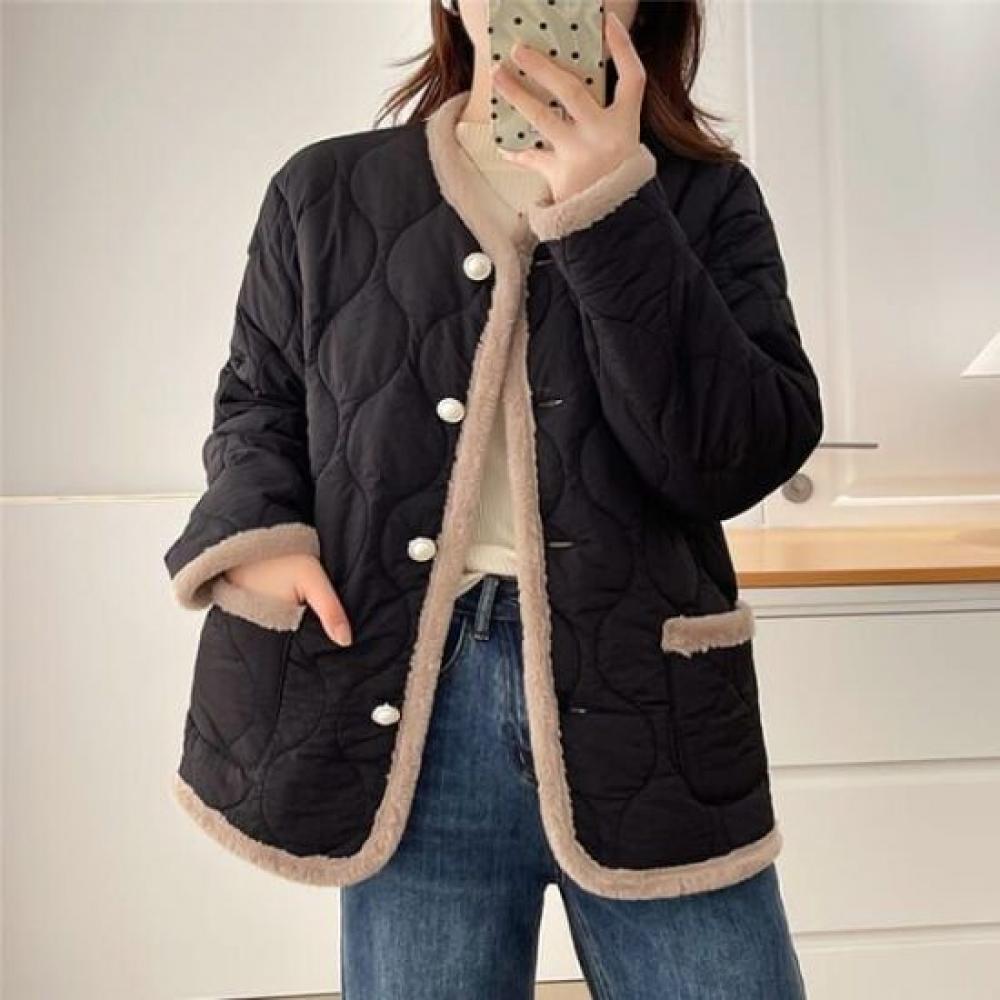 Navava Lightweight Quilted Wave Long Sleeve Padding Jacket Nc479