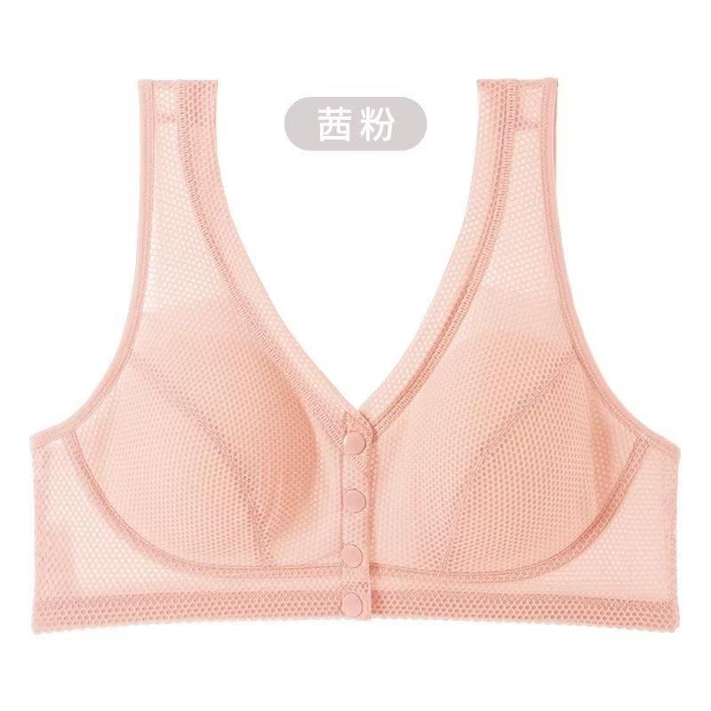 New Mother Underwear Without Steel Rim Large Size Bra Breathable Summer Front Open Buckle Vest Middle-aged Mother Chest Wrap Pure Cotton