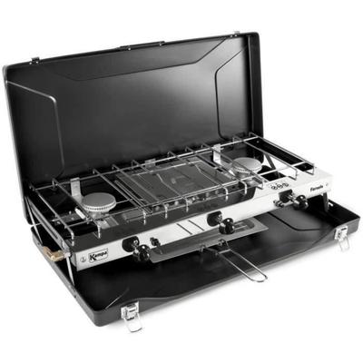 Fornello a gas - KAMPA - Fornello - 2 fuochi e 1 griglia - Nero