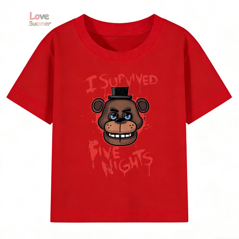 kids T-Shirt unisex FNAF At Freddys boys girls Casual O Neck Short Sleeve Elastic Fit Perfect for 2026 Spring Daily Wear