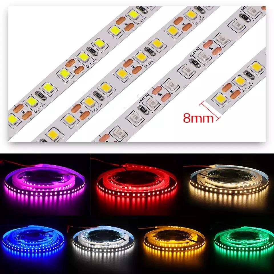 LED 2835 High Brightness 8mm Light Strip: 120 Lights, 12V/24V, Single Color, Self-Adhesive Linear Strip for Home.