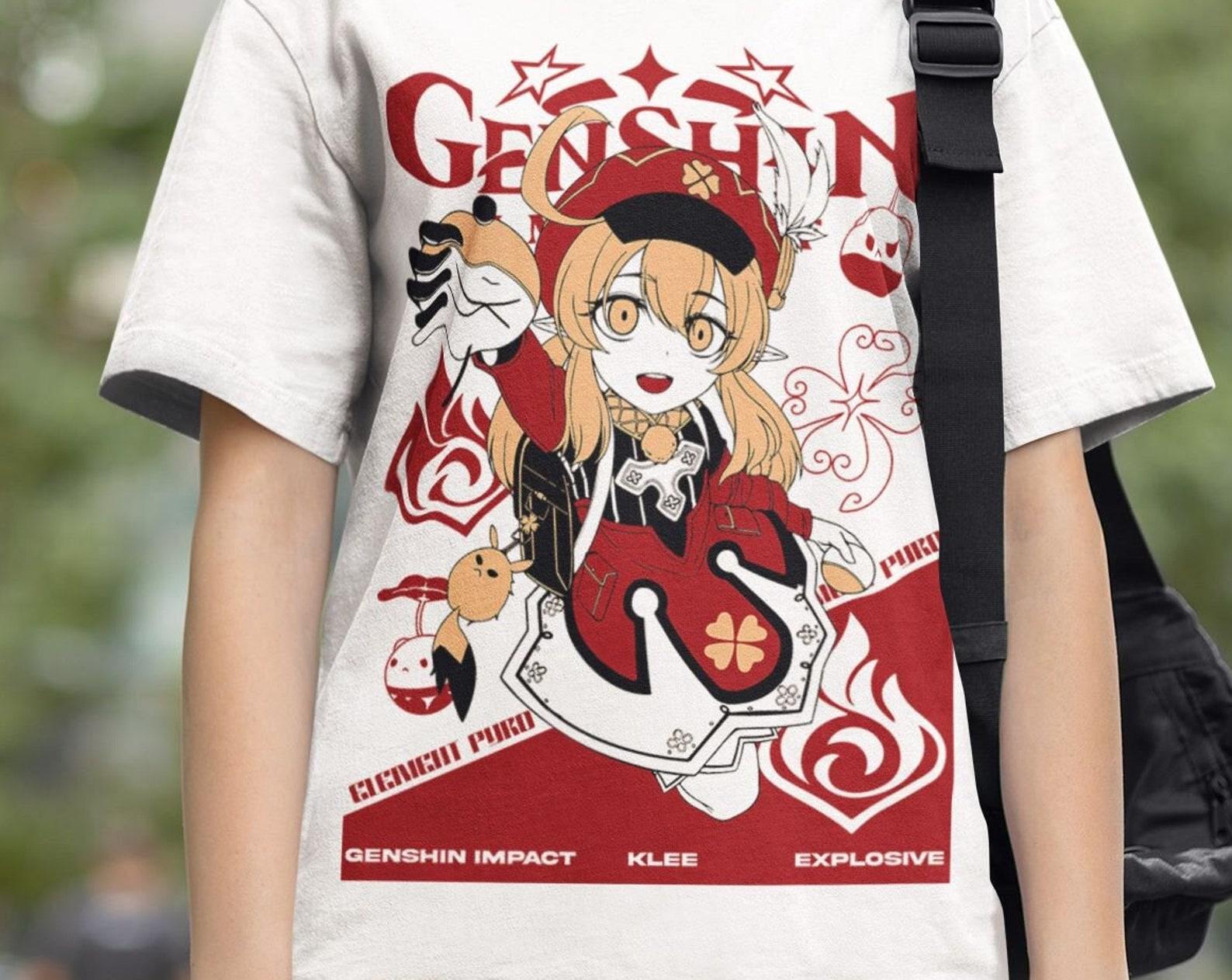 Klee Genshin Impact Aesthetic Anime Vaporwave Japan Aesthetic Anime Japanese Genshin Impact Raiden Shogun Gaming T-Shirt, Anime Waifu Shirt S