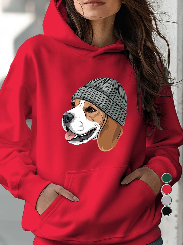 Beagle Wearing Knitted Beanie Women's Hoodies