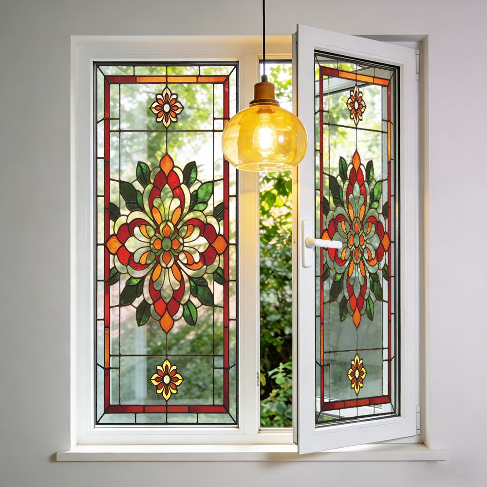 Retro Pattern Painted Mandala Outdoor Balcony Glass Display Window Sticker