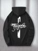 New Trendy Letter Pattern Design Fashion Pattern Front And Back Print 250G Heavyweight Pullover with Pocket Adjustable Drawstring