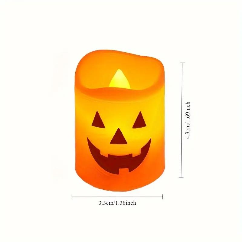 2026 Halloween Decoration Spooky Pumpkin Electronic Candle Light Candlestick for Party Room Haunted House Atmosphere Decor Use