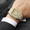 Classic Luxury Business Men's Steel Strap Square Roman Scale Rhinestone Quartz Watch Lesiure Male Wristwatch Relogio Masculino
