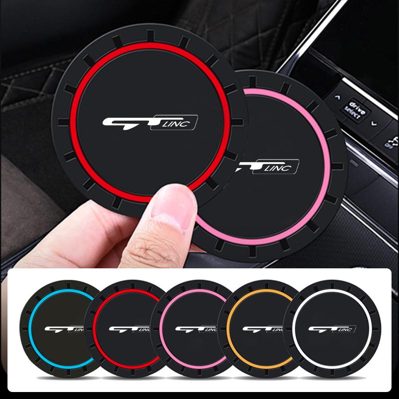 2 Stück Auto Silikon Untersetzer Anti-Rutsch Wasserbecher Getränkeunterlage für KIA GTLine Sportage Rio Ceed Morning Proceed K5 Sorento Picanto Opti
