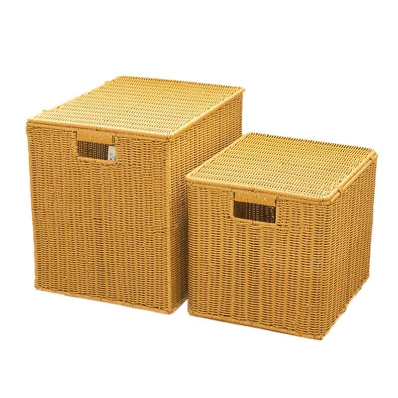 Cesta de Almacenamiento Grande de Plástico con Tejido de Mimbre Ruhan