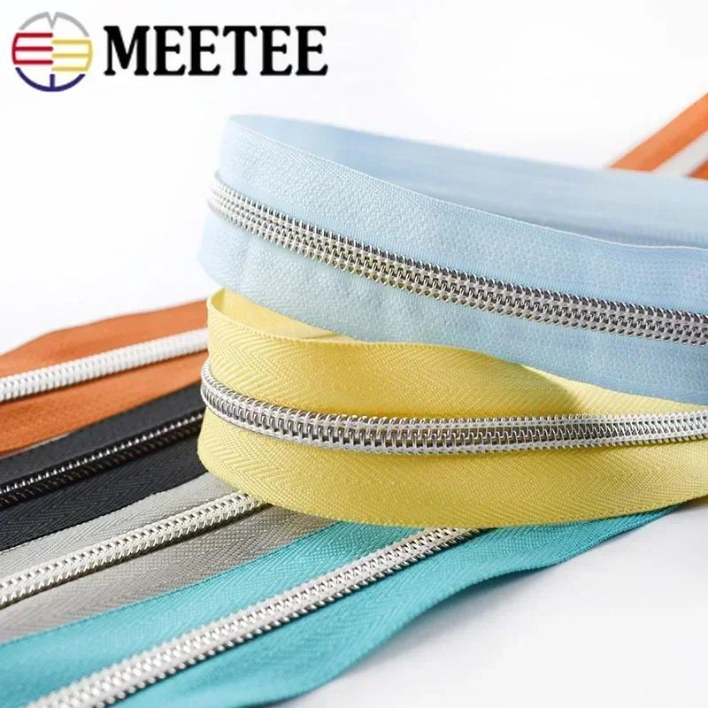 3/5/10M 5# Nylon Zipper Tape with Slider Bags Clothes Repair Zippers Plastic Coil Zip DIY Garment Replace Sewing Accessories