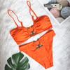 Women S Sexy Solid Cutout High Waist Bikini Swimsuit