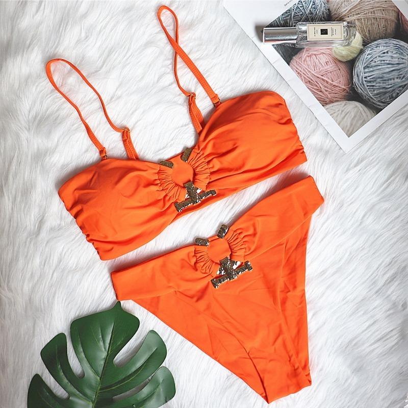 Women S Sexy Solid Cutout High Waist Bikini Swimsuit