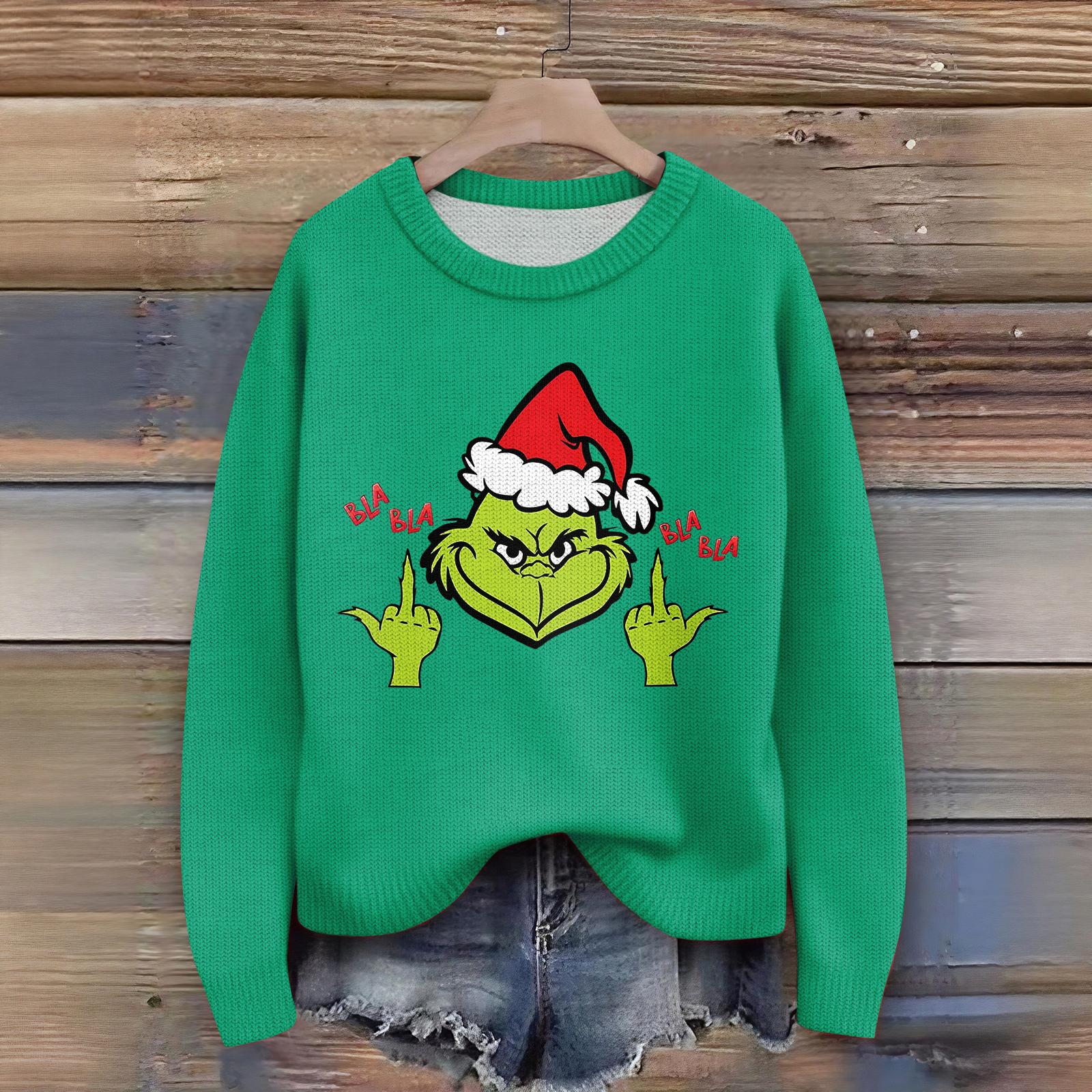 

Женский кардиган с рождественским принтом, с длинным рукавом, с круглым вырезом, вязаный топ S