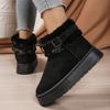 2025 Fall/Winter New Fleece Thickened Round-toe Snow Boots Women's Fashion Muffin Thick-soled Warm Sleeve Boots