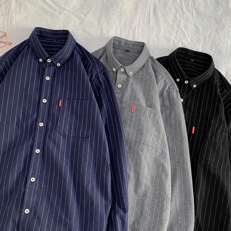 Men's Striped Shirt Men's Long Sleeve Autumn Slim-Fit Shirt
