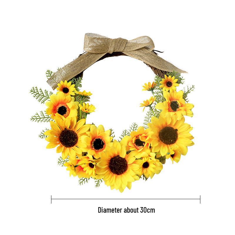 Bee Festival Sunflower Wreath - Artificial Flower Wall Hanging Decorative Ornament