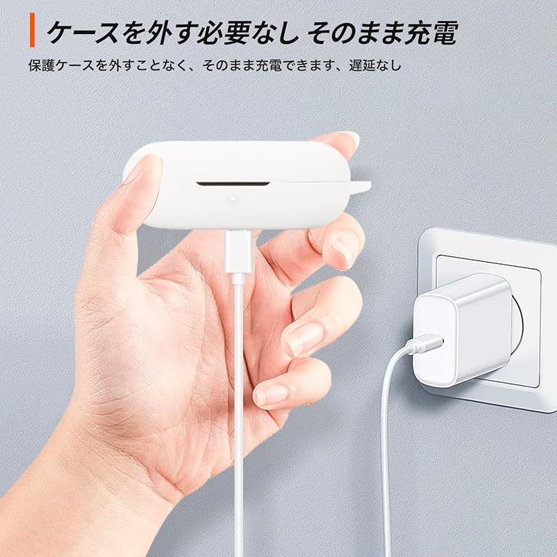 For SOUNDPEATS Breezy Earphones for Case Silicone Protective Case [HUKWIMO] with Carabiner + Strap Visible Led Light Wireless Charging Compatible Full