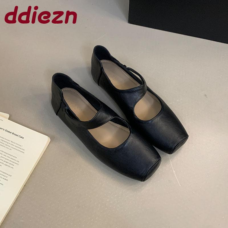 Fashion New Female Slip On Footwear Ladies Flats With Shoes Square Toe Fashion Shallow Women Mary Janes Flats Shoes