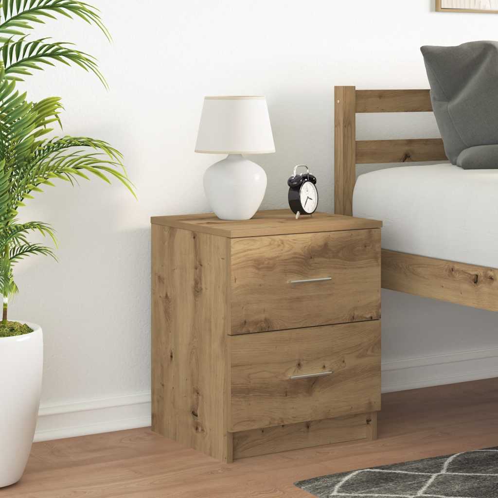 Nightstand with 2 Drawers Artisan Oak Finish 40 x 36 x 50 cm