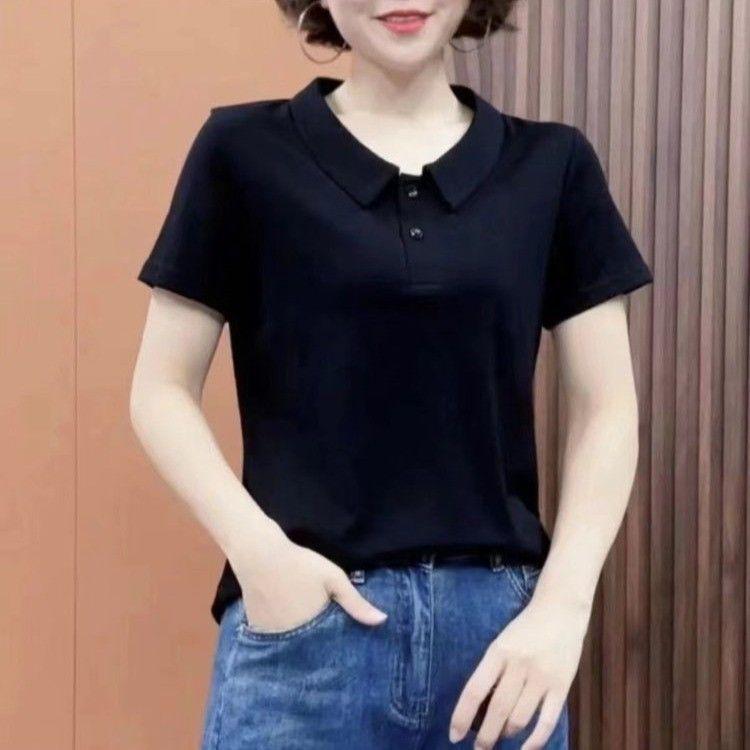 

Women s Slimming Chic Lapel Top - Short Sleeve Summer Fashion XL (100-110 lbs) фиолетовый