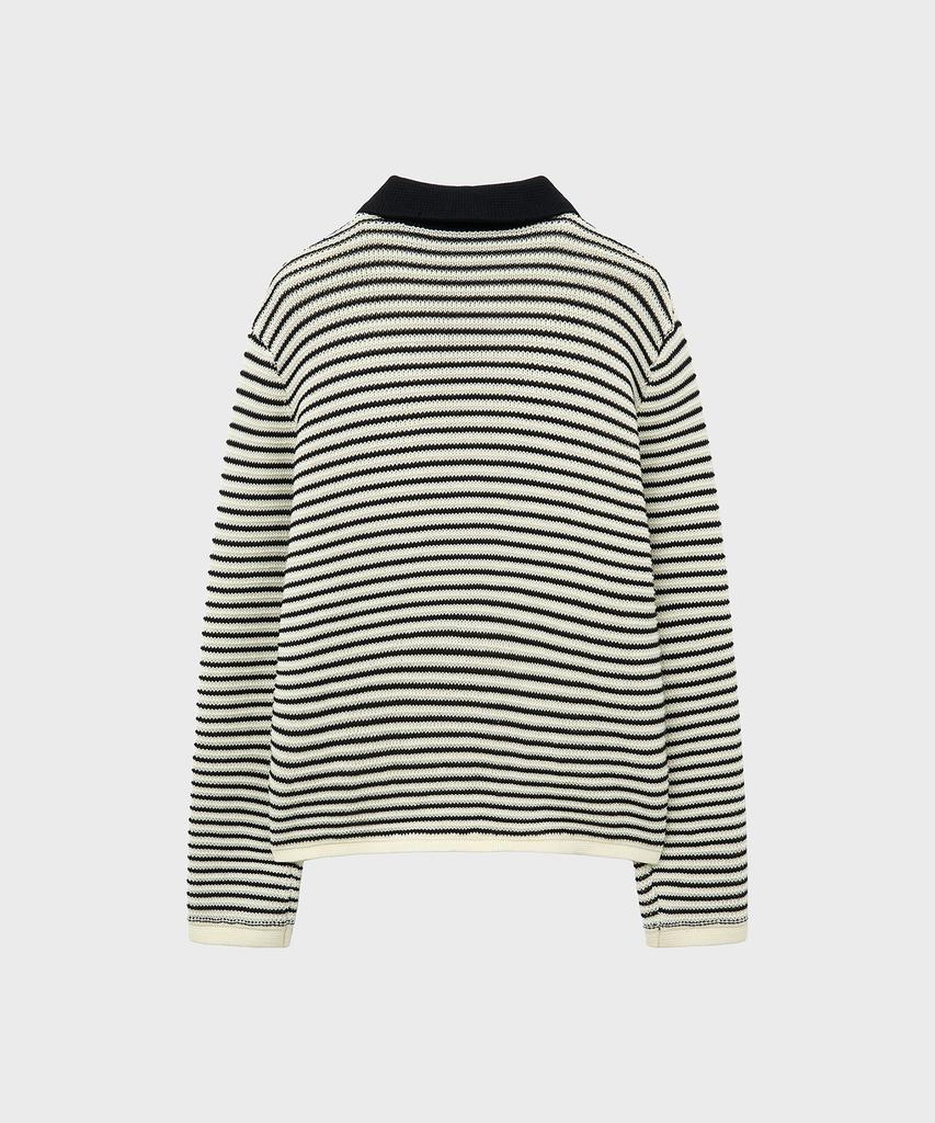 NOIRER Cotton Crochet Polo Knit (Black Eye)