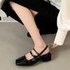 Women Summer Thick Heel Retro Style Sandals Ladies Square Toe Elegant Party Shoes