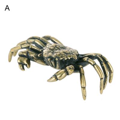 Smooth Edges Crab Micro Landscape Figurine Clear Carved Copper Creative Crab Statue for Home