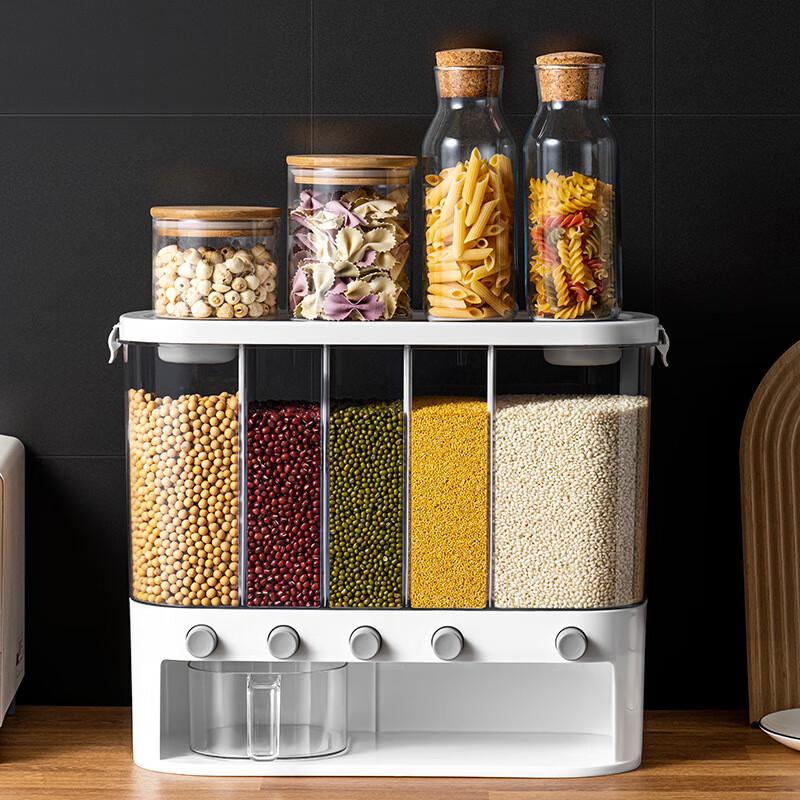 ZISIZ Kitchen Divided Grain Storage Box