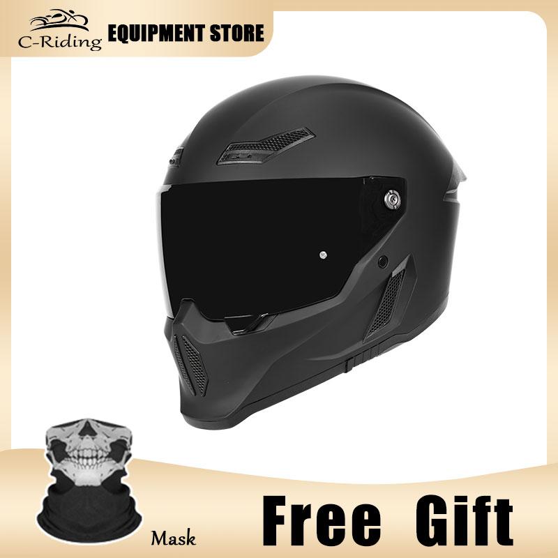 C-Riding Winter Warm Cruising Professional Women and Men Safety Hats Retro Cruising Full Helmet DOT Certified Summer