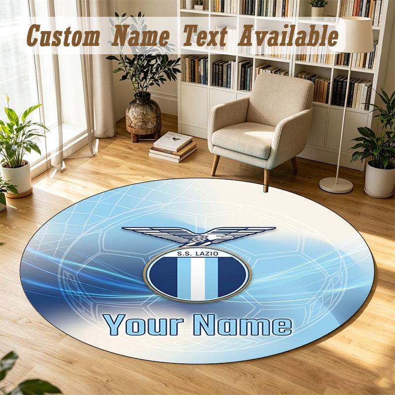 Round Rug Custom NameLazio FC Pattern Non Slip Carpet Home Floor Decor