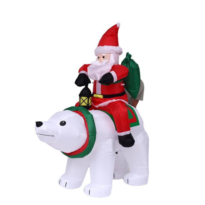 New Christmas Inflatable Decoration 1.8m Lantern Santa Riding Polar Bear Glowing Yard Decor
