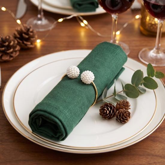 Modern Napkin Rings for Fabric Napkins 3Pcs Faux Pearl Rings, Reusable Metal Holders, Elegant Banquets Weddings Dinner Parties Table Decor Accessories