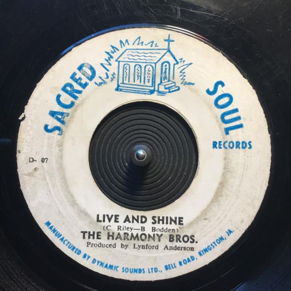 

7-дюймовая пластинка HARMONY BROS Live And Shine City Of Light D07 Sacred Soul Rec Ямайка Мировая Музыка Б/у