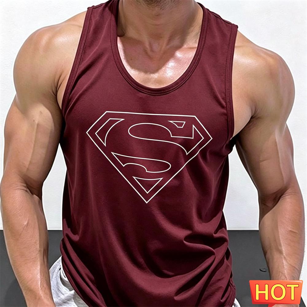 Men Round Neck Sleeveless Fitness Vest Quick‑Dry Gym Tank Top