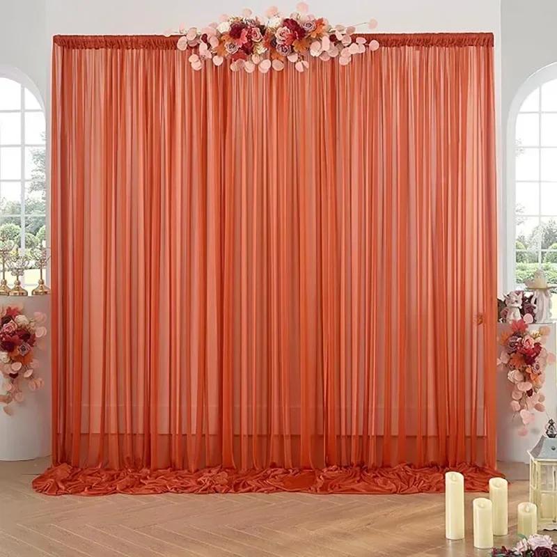 1 Panel Chiffon Backdrop Curtains, Wrinkle-Free Sheer Chiffon Fabric Curtain Drapes Wedding Ceremony Arch Party Stage Decor