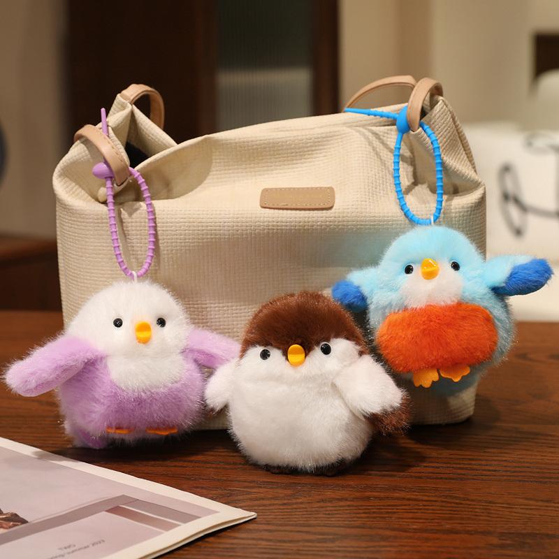 Cartoon Chirping Birds Plush Toys Keychain Simulation Bird Stuffed Soft Animal Doll Kawaii Bag Pendant Cute Girl Kawaii Gifts