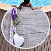 Purple Flower Lavender Round Beach Towel, Microfiber Beach Blanket Absorbent Quick Dry Swim Pool Bath Circle Towel with Tassels