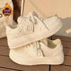 Women's Trendy Velvet-Lined Thick-Soled White Sneakers for Autumn/Winter