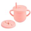 Reusable Silicone Baby Feeding Cups Double Lids BPA Free Training Sippy Cup Soft Leak Proof Straw Cup for Toddlers