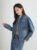 Heavyweight Distressed Blue Denim Women's Wear-Resistant Anti-Wrinkle Multi-Pocket Casual Jacket