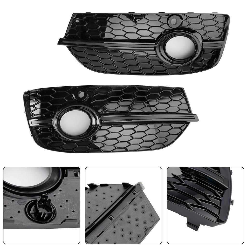 RSQ3 Style Honeycomb Front Fog Light Covers Fit Q3 2013-2015 Gloss Black