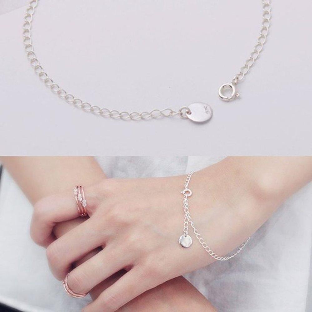 Round Pendant Drop Chain Silver Silver Anklet Lover's Gift Anniversary Gift 100th Day Gift Silver Bracelet Silver Ball Bracelet Silver Chain