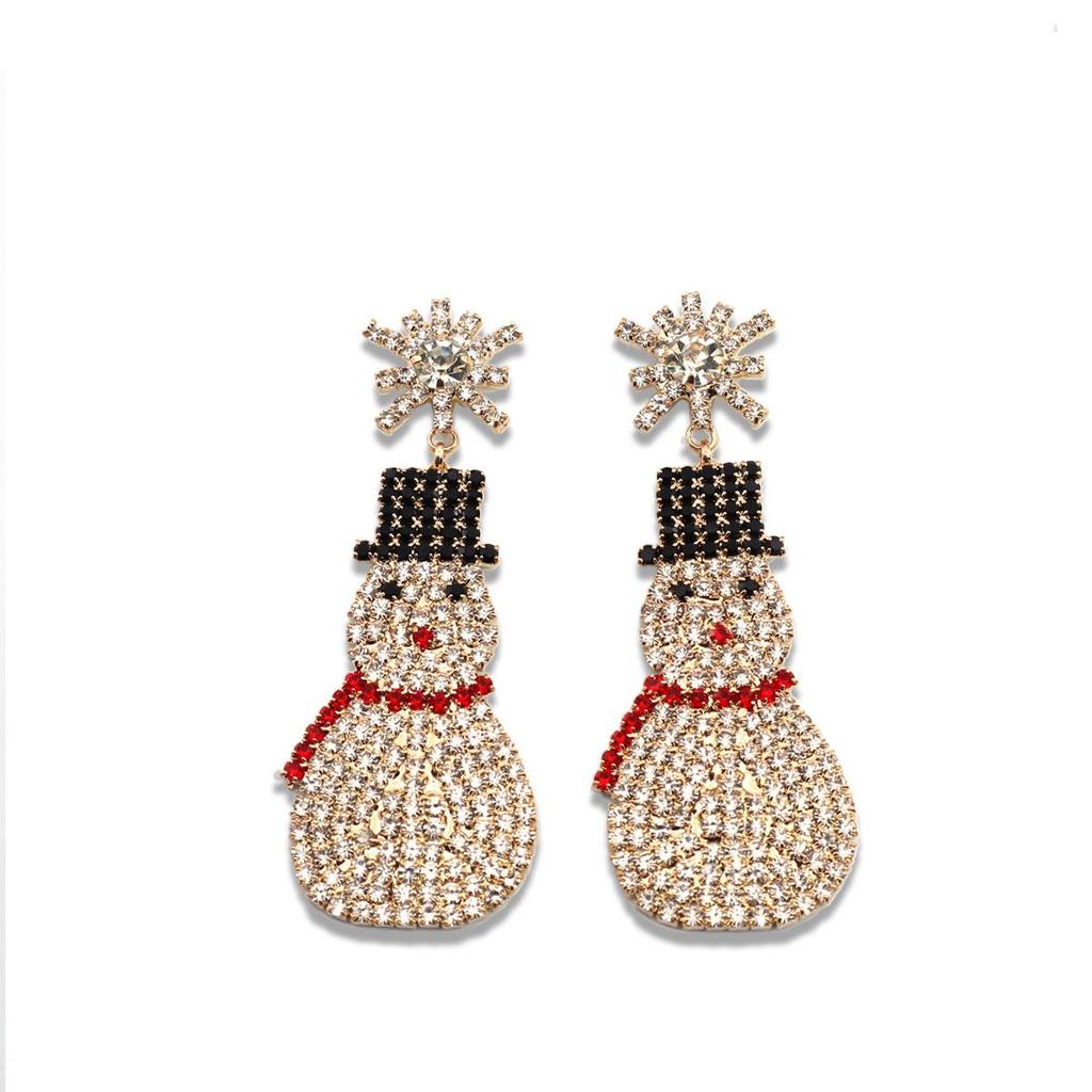 Trendy Rhinestone Snowman Earrings for Christmas Parties – Colorful, Cute, and Cool Cross-Border Fashion Gift