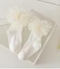 Girls Black Calf Socks Cute Bowknot Pearl Decor Combed Cotton Comfortable Toddler Baby Socks