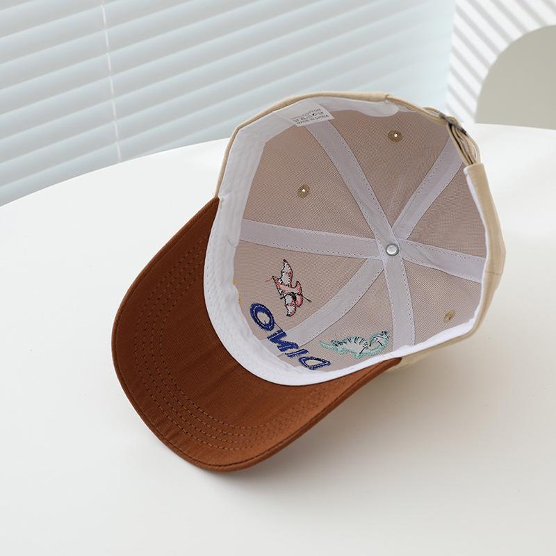 Korean Style Children's Embroidered Dino Baseball Cap – Spring New Arrival, Sun Protection for Boys & Girls.