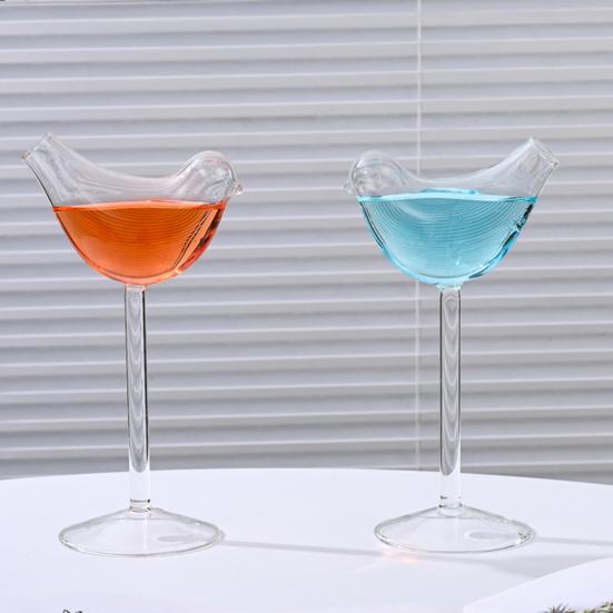Bird Cocktail Glass, 150ml Novelty Shaped Wine Stemware, Creative Coupe Glass for Bar Party, Gift for Women Bird Lovers
