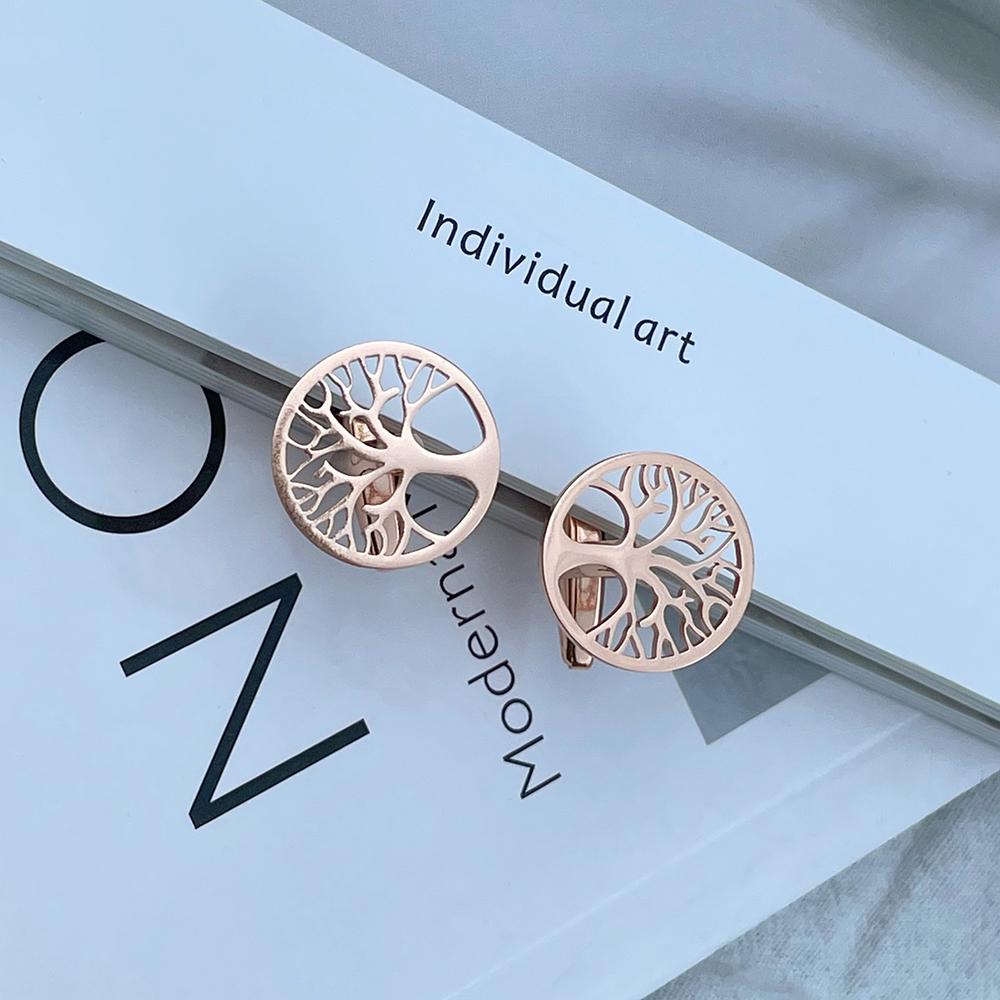 Men's Cufflinks Luxury Round Tree of Life Cuff Links Shirt Cufflinks for Men Fashion Stainless Steel High Quality Birthday Gifts