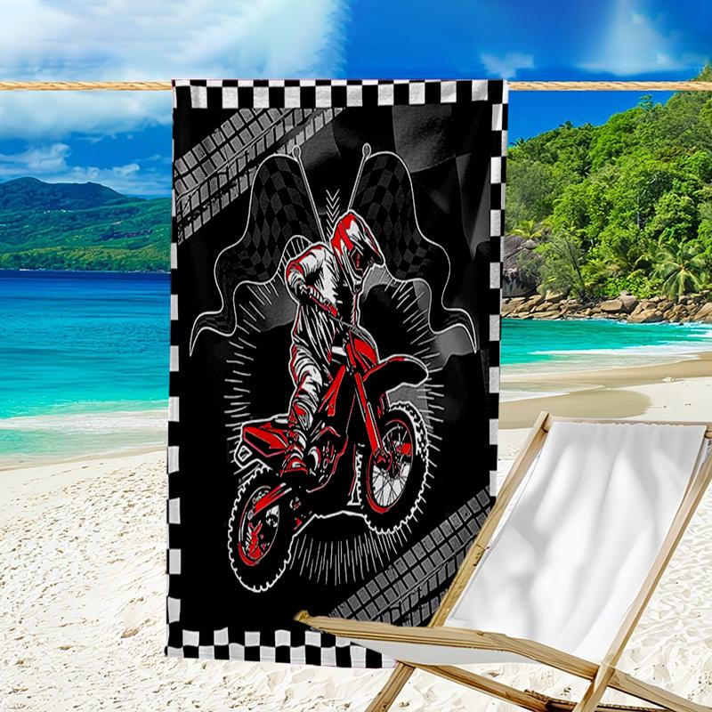 Serviette de plage ultra-douce sur le thème des motos tout-terrain, Idéale pour la piscine - le camping, la plongée - Essentiel de voyage parfait, Serviette de plage vibrante.