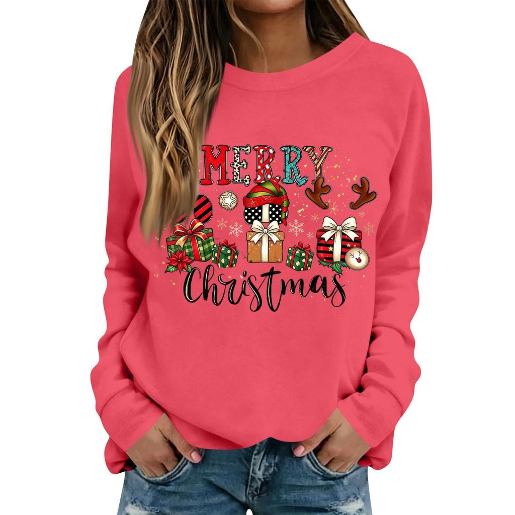 Women's Casual Christmas Print Long Sleeve Neck Top